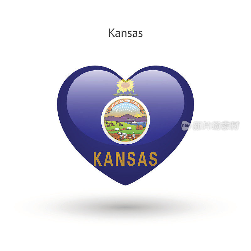 Love Kansas state symbol. Heart flag icon